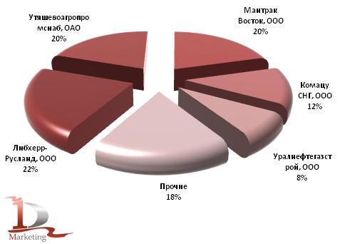 Основные российские импортеры трубоукладчиков в 2010 году, шт.