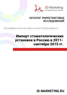 Импорт стоматологических установок в Россию в 2011- сентябре 2015 гг.